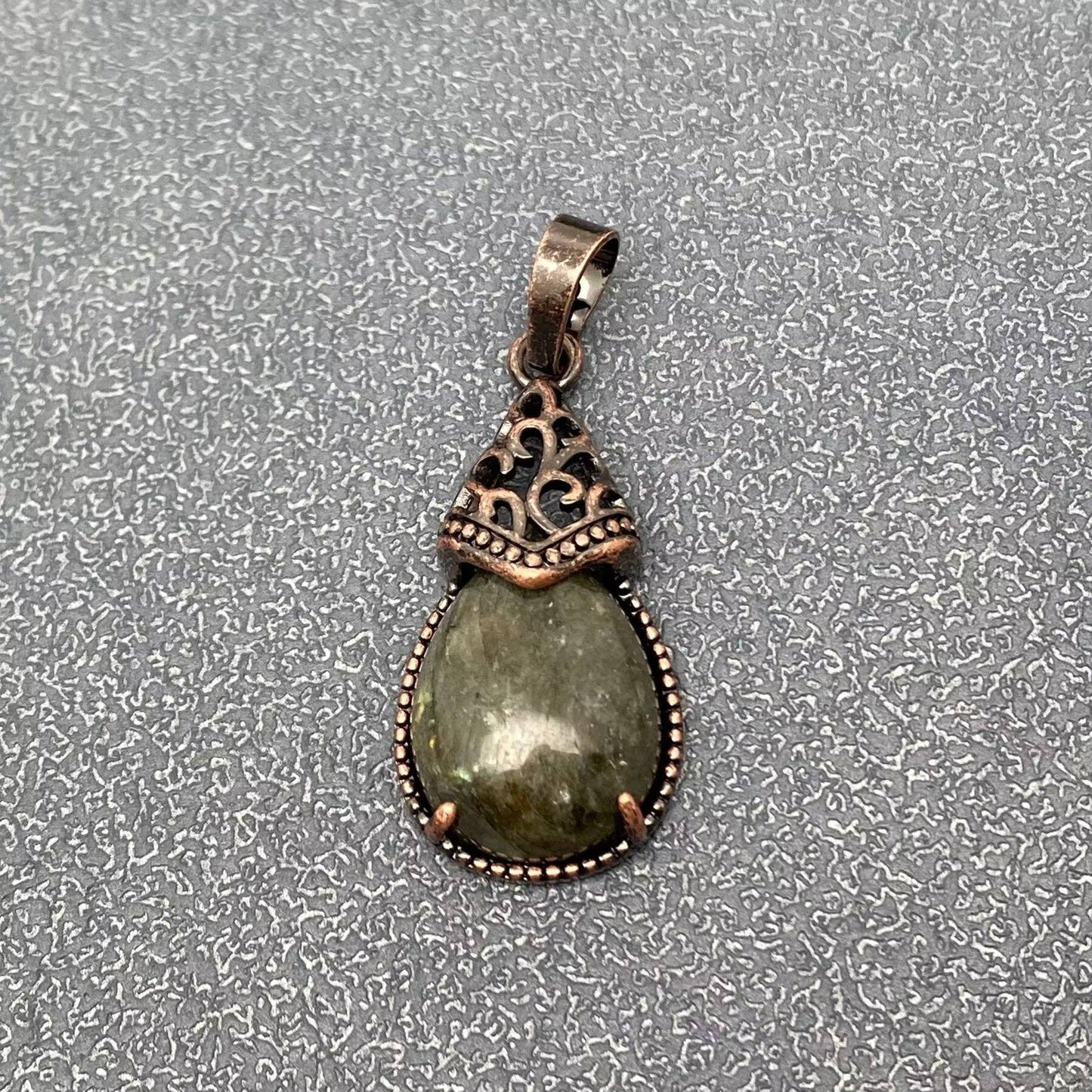 Drop-shaped Natural Stone Bronze Charms (Single Pendant) -CS