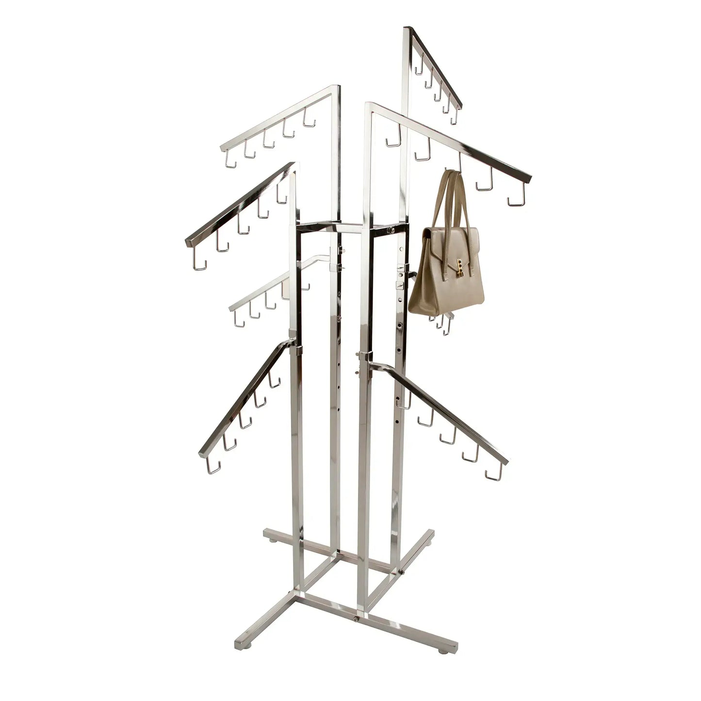 Retail Display Chrome Handbag Rack with 8 Arms & 40 Hooks