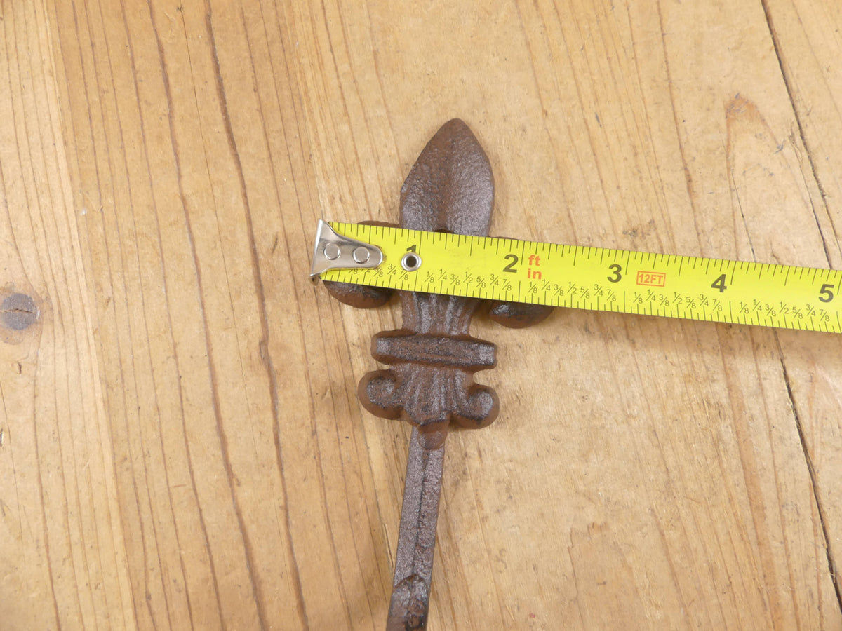 Victorian Rustic Cast Iron Fleur De Lis Wall Hook,  5 1/2"