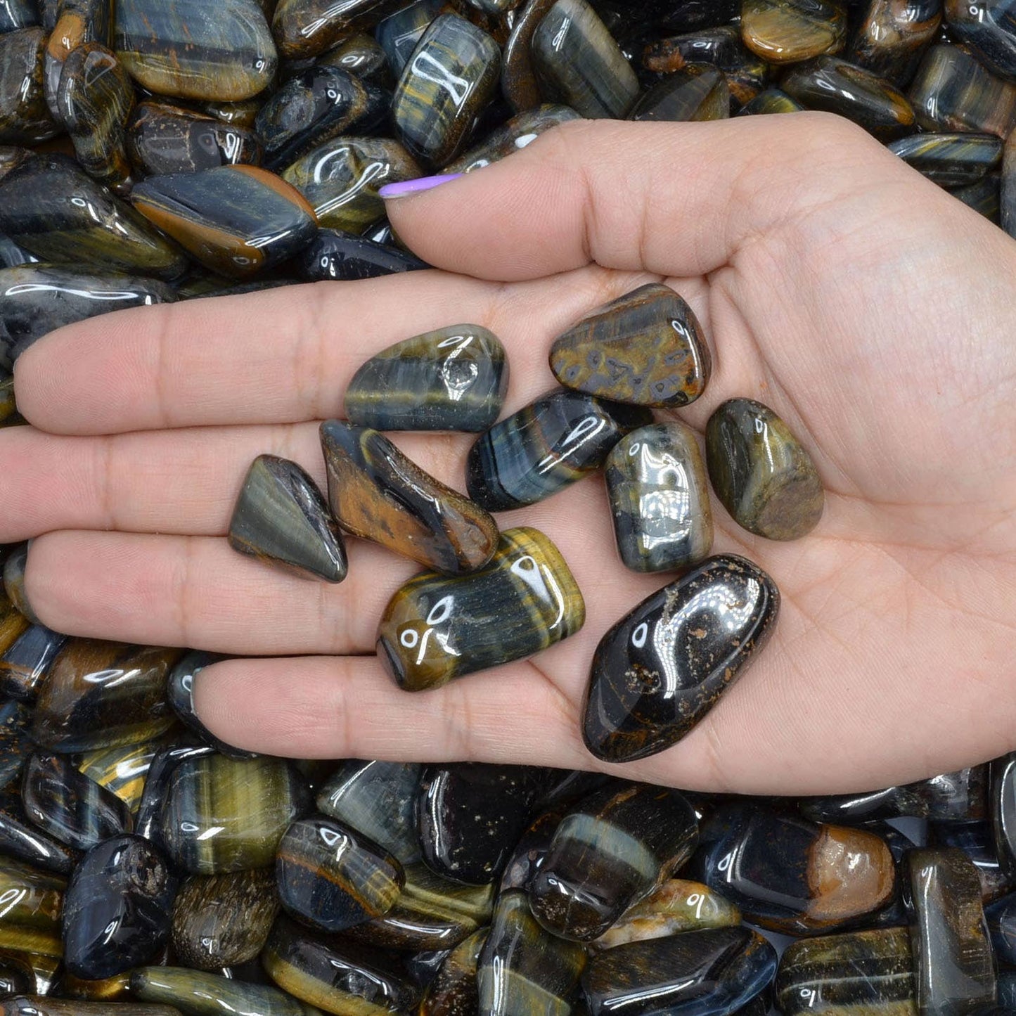 Tumbled Blue Tiger Eye - 0.75" to 1" - Size 6