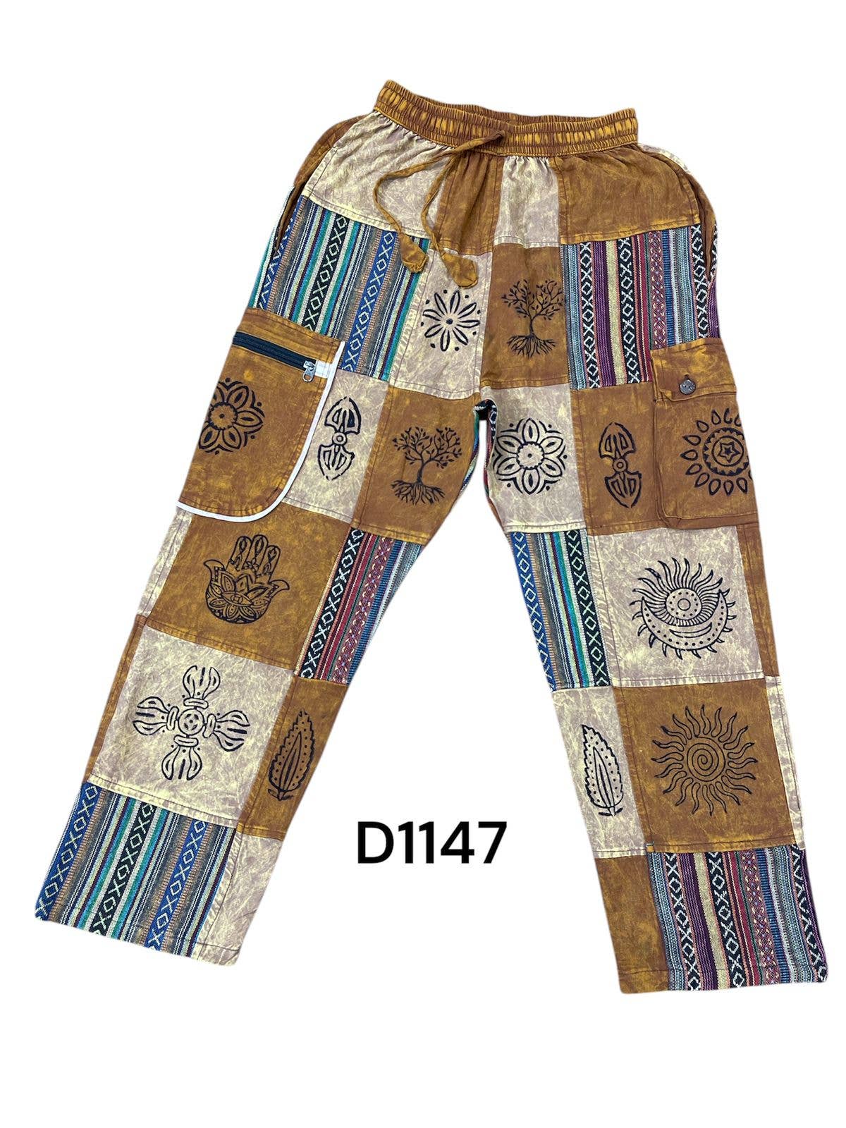 Cotton Patchwork Block Print Aztec Grand Canyon Pant D1147