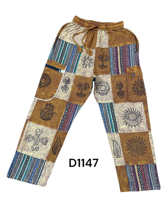 Cotton Patchwork Block Print Aztec Grand Canyon Pant D1147