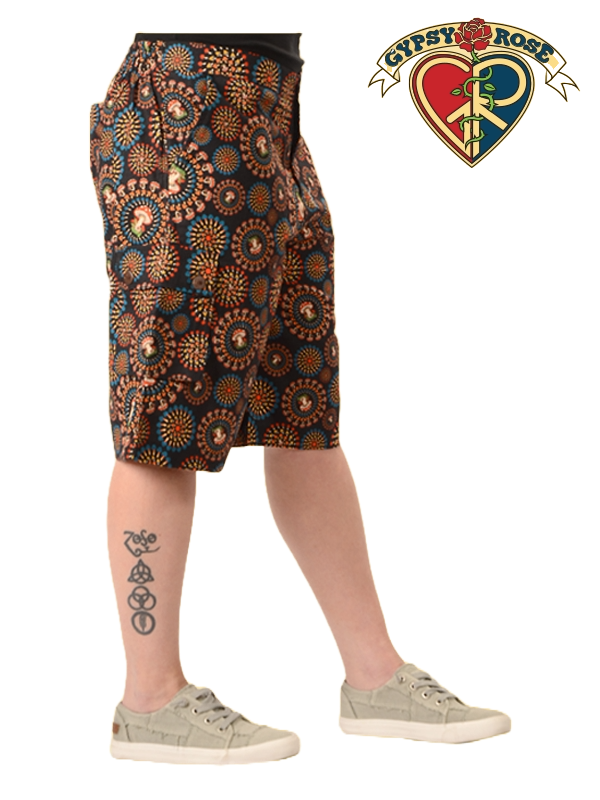 Cotton Mushroom Burst Print Unisex Cargo Shorts