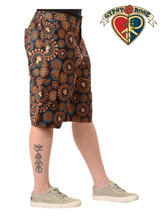 Cotton Mushroom Burst Print Unisex Cargo Shorts