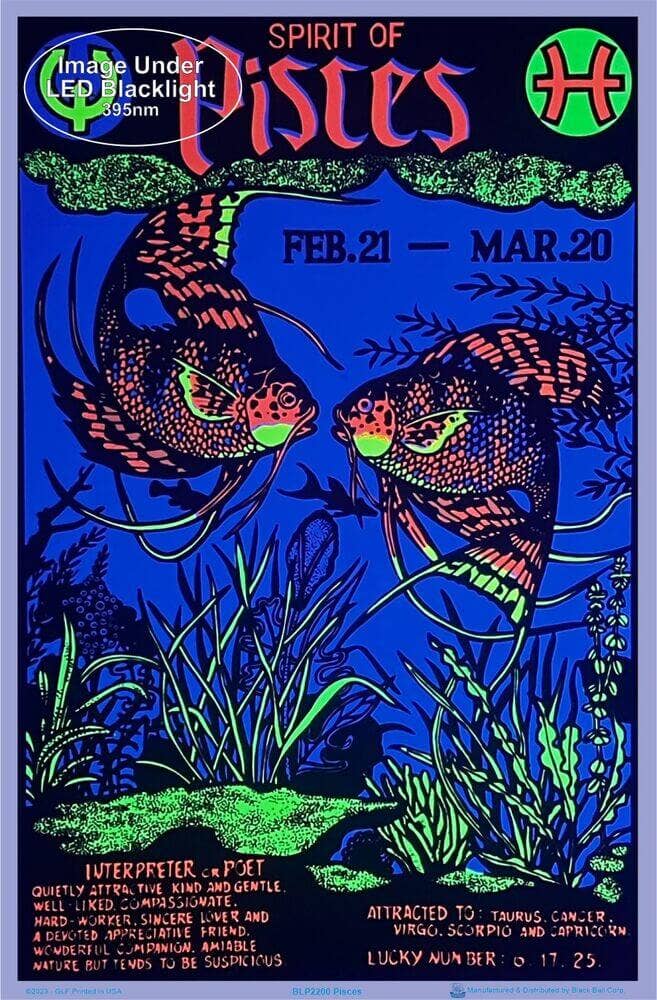 Pisces Zodiac Sign Blacklight Poster 23" x 35"