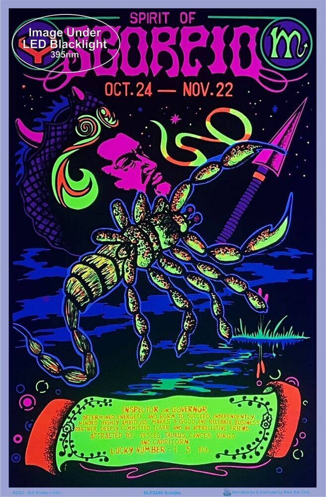 Scorpio Zodiac Sign Blacklight Poster 23" x 35"