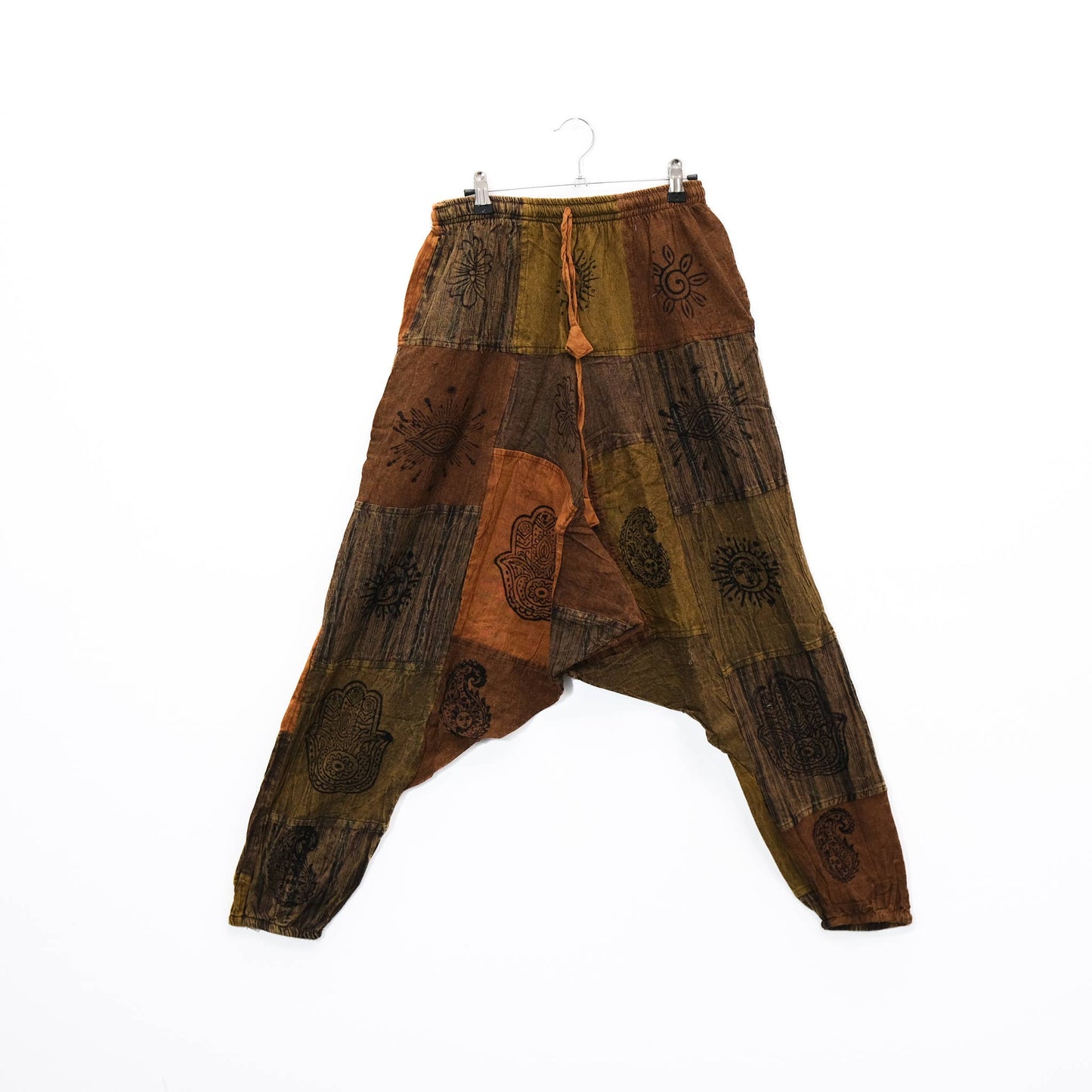 Patchwork Block Print Harem Pants (P39-U5G)