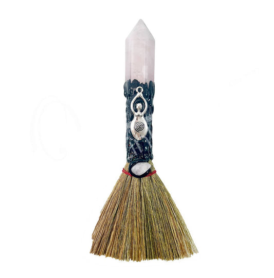 (PC)WITCH'S BROOM - ROSE QUARTZ POINT GODDESS 7-7.5"L