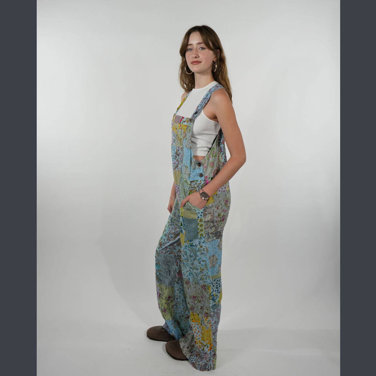 Hippie Boho Cotton Floral Patchwork Overall