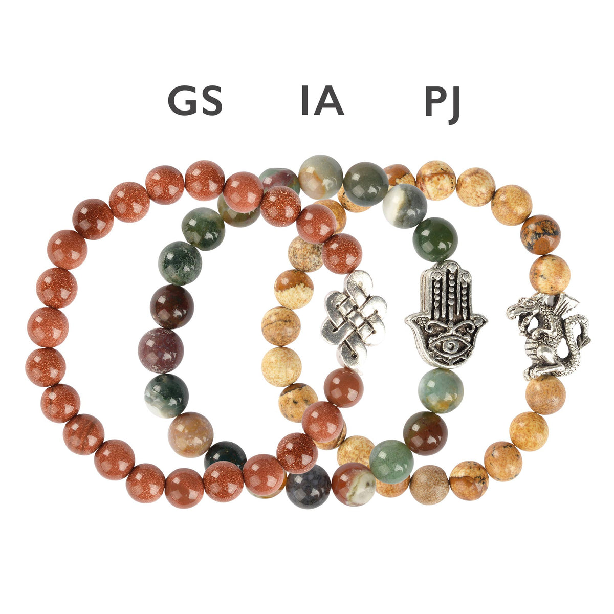 SILVER 8MM INLINE CHARM ENERGY BEAD BRACELETS