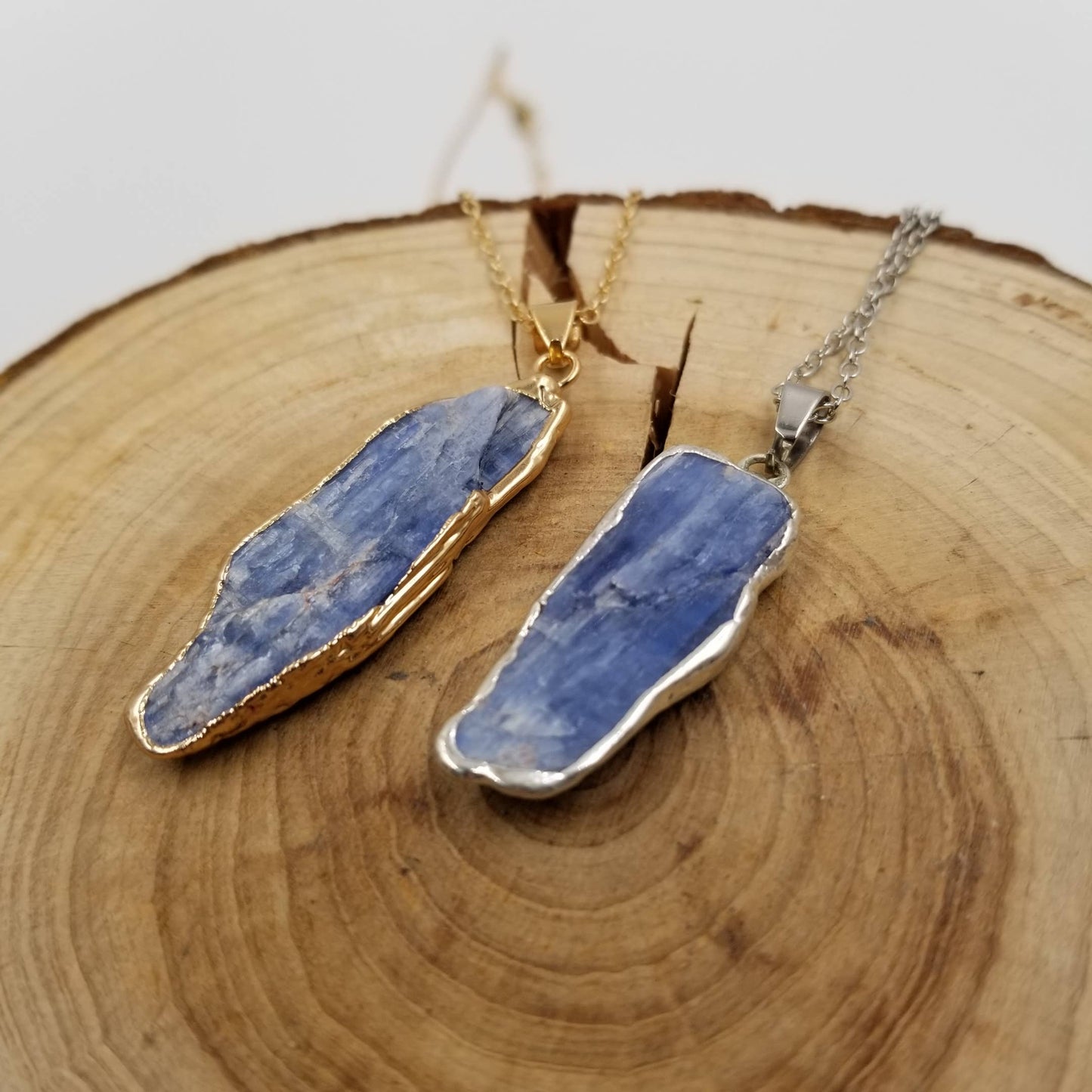 Natural Blue Quartz Gold-Plated Pendant Necklace