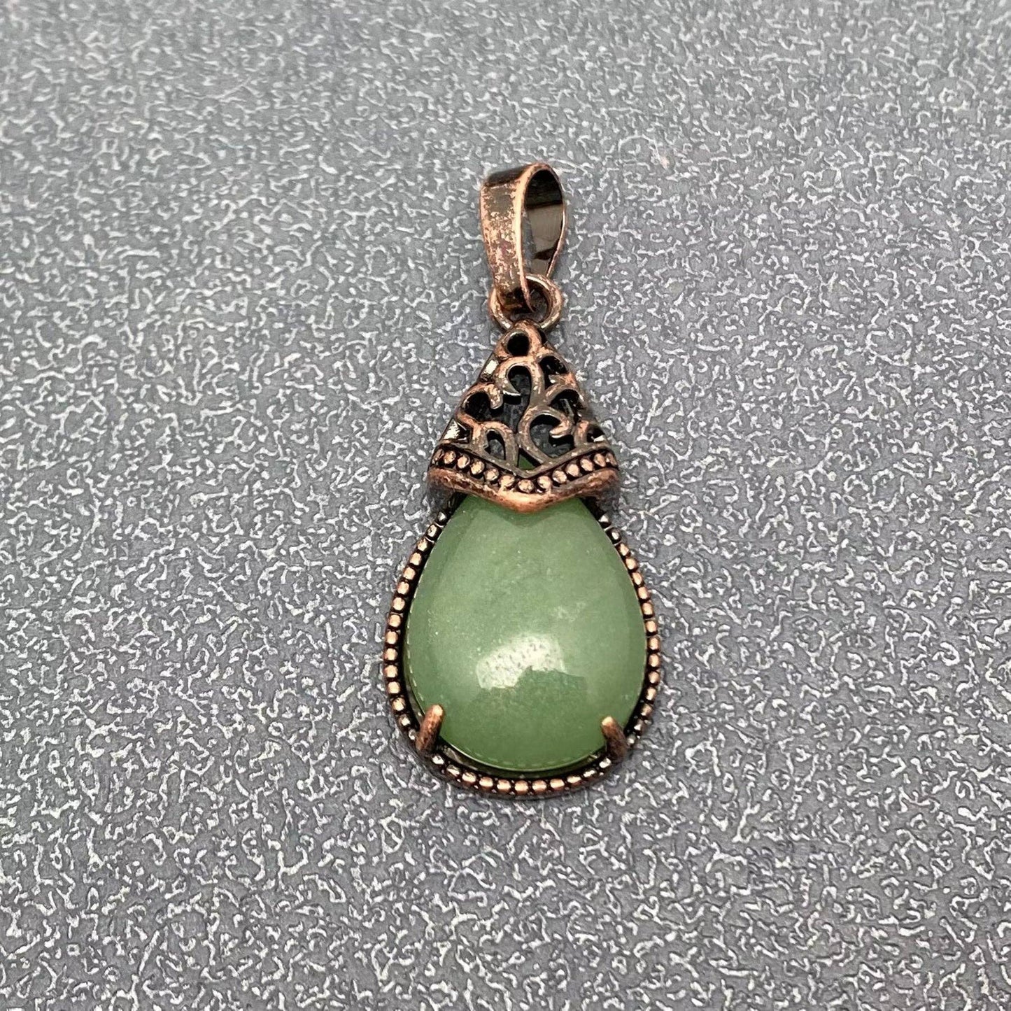 Drop-shaped Natural Stone Bronze Charms (Single Pendant) -CS