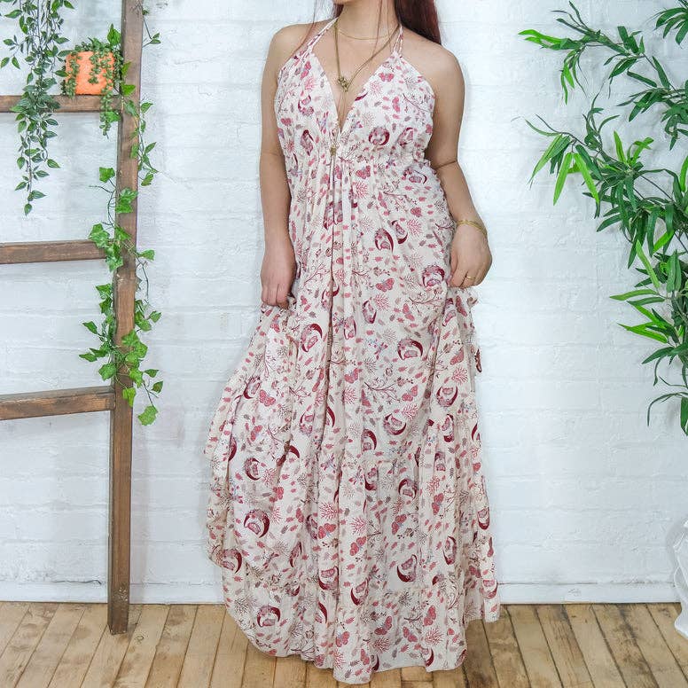Bohemian Celestial Backless Flowy Dress
