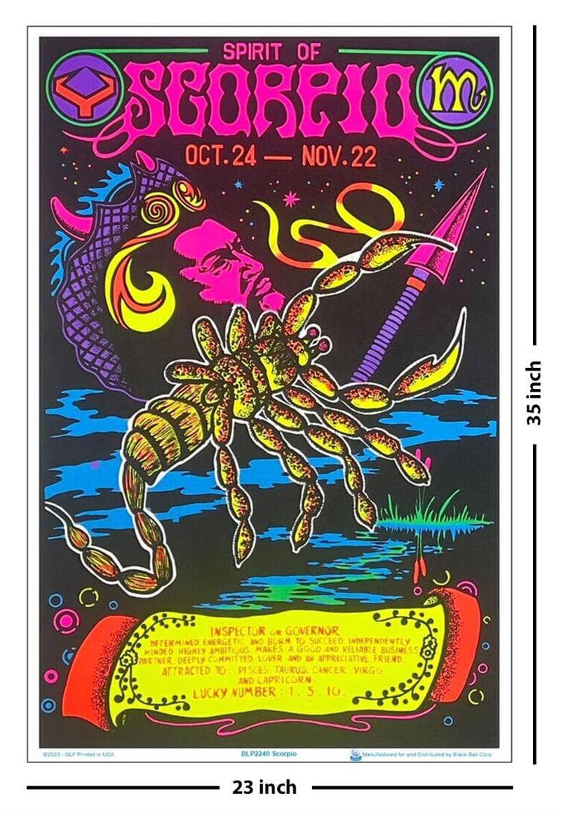 Scorpio Zodiac Sign Blacklight Poster 23" x 35"