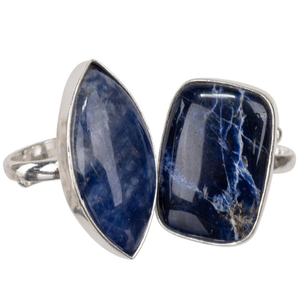 Sodalite Adjustable Brass Ring