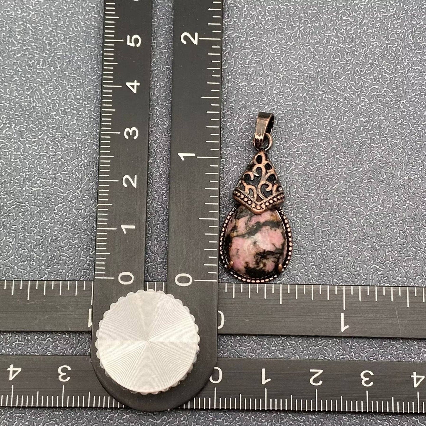 Drop-shaped Natural Stone Bronze Charms (Single Pendant) -CS