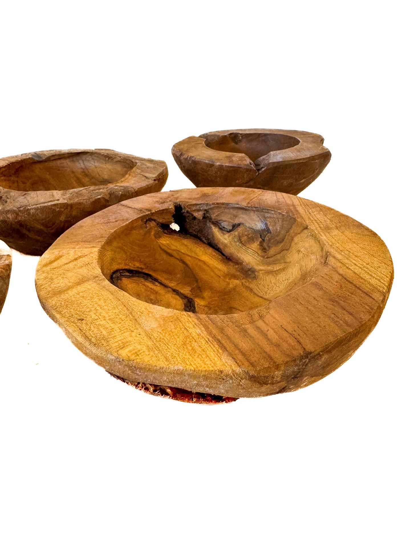 8" Hand-Carved Teak Wood Bowl