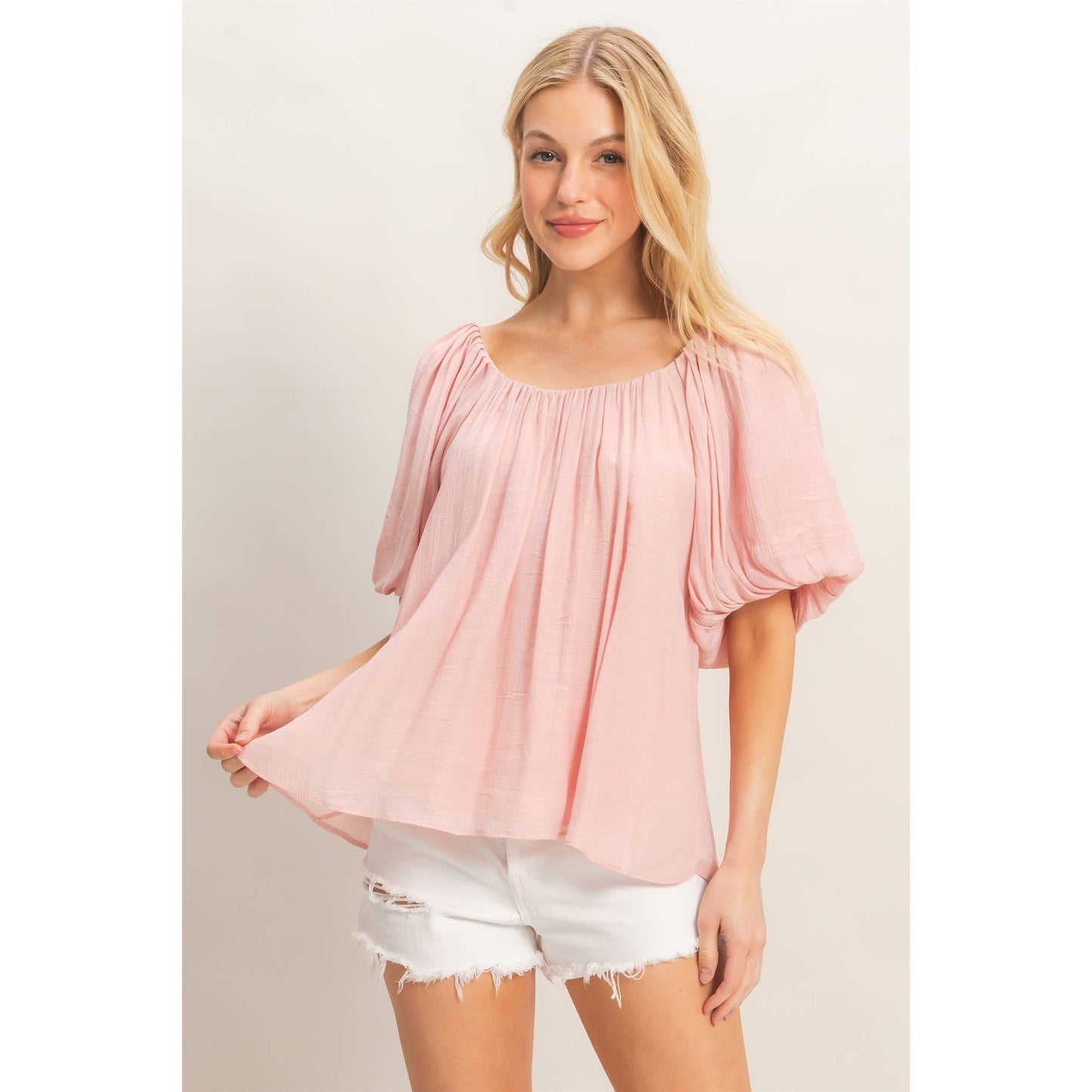 Gathered Puff Sleeve Blouse