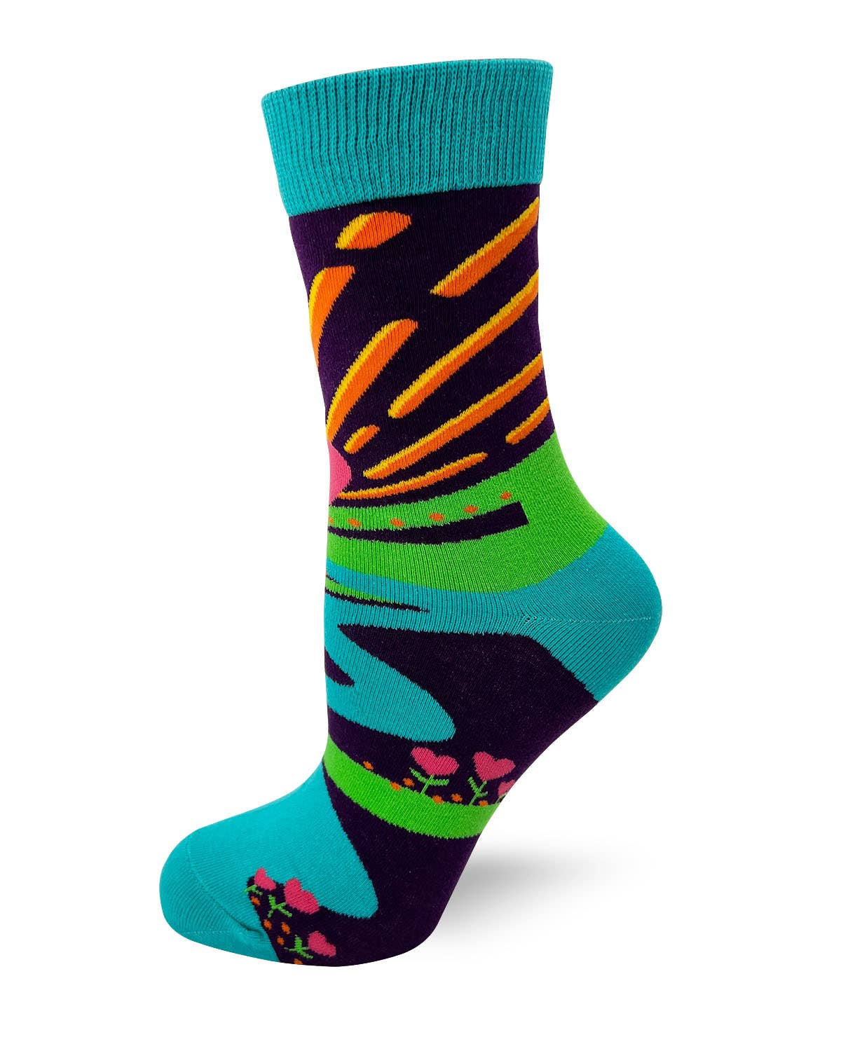 Colorful sock with abstract design on a white background