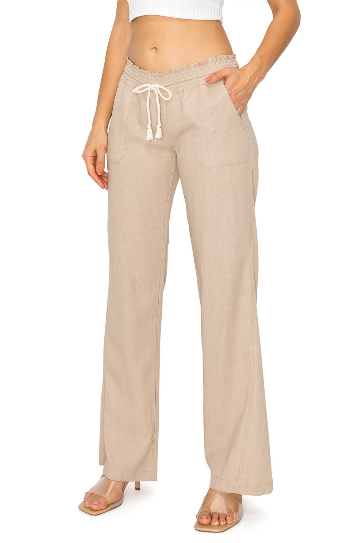CALI1850 LINEN WIDE-LEG DRAWSTRING PANT (07024JLN000)