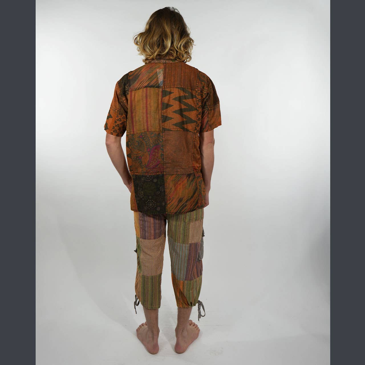 Jaypuri Patchwork Overdyed Cotton Men’s Hippie Shirt