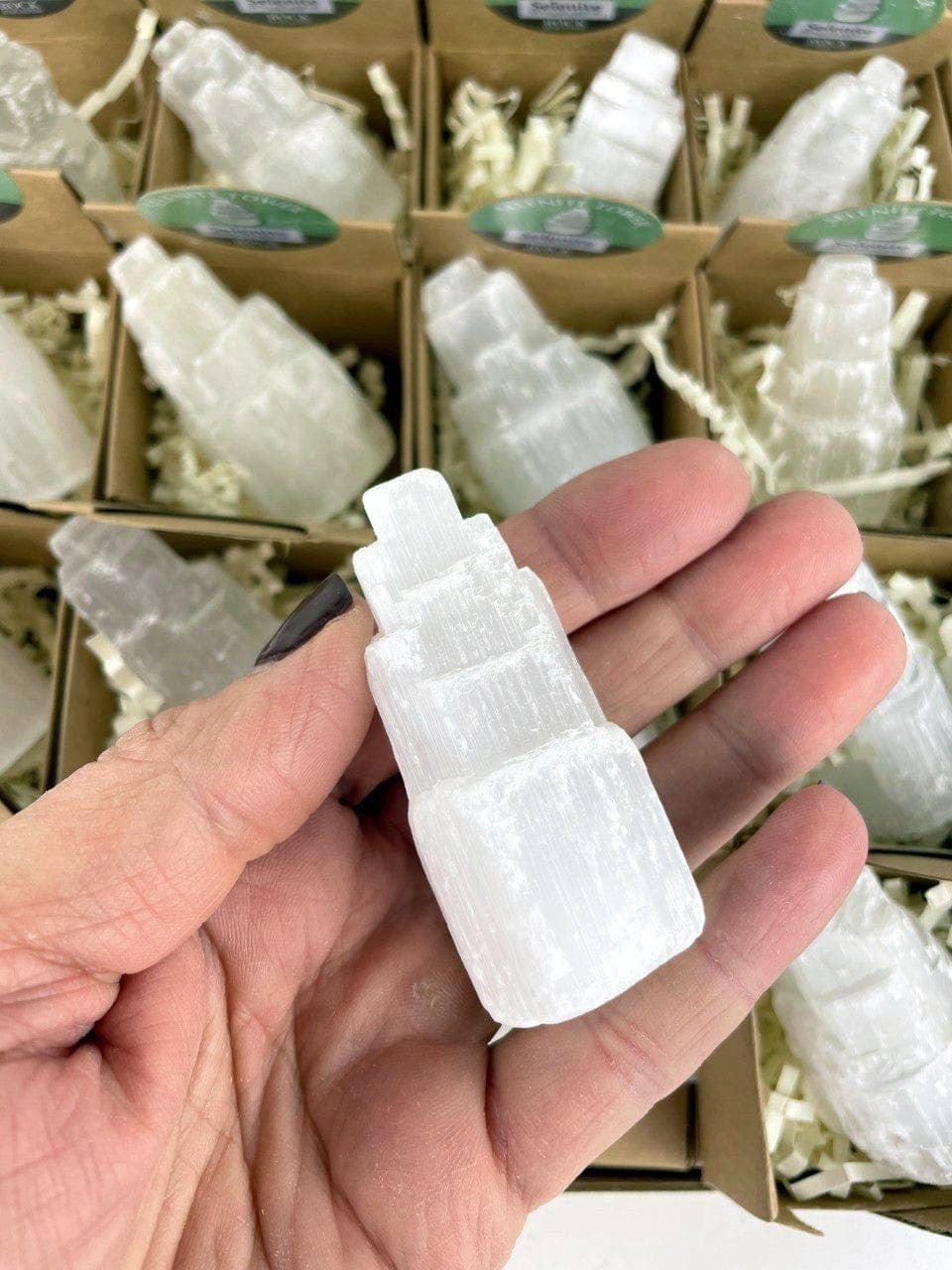 Selenite Tower Crystal Collection Display Box