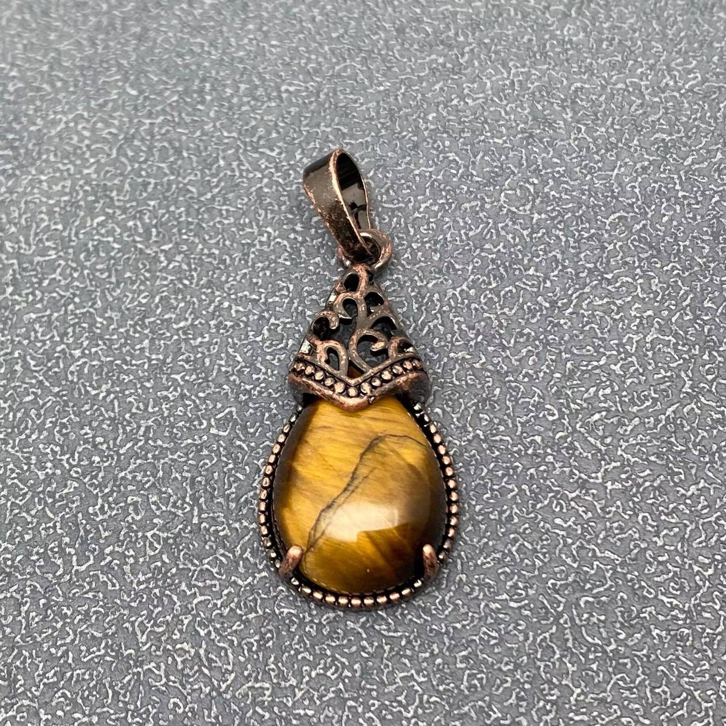 Drop-shaped Natural Stone Bronze Charms (Single Pendant) -CS