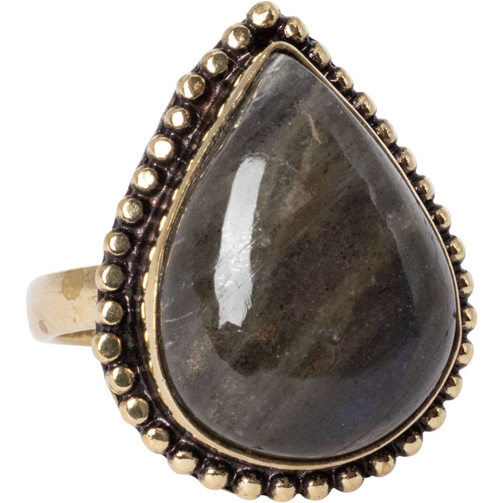 ADJUSTABLE GOLD TONE GEMSTONE RINGS
