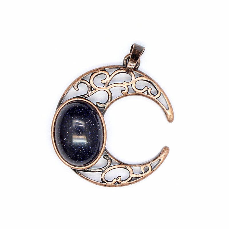 Natural Stone Hollow Moon Charm (Single Pendant) - CS/MS
