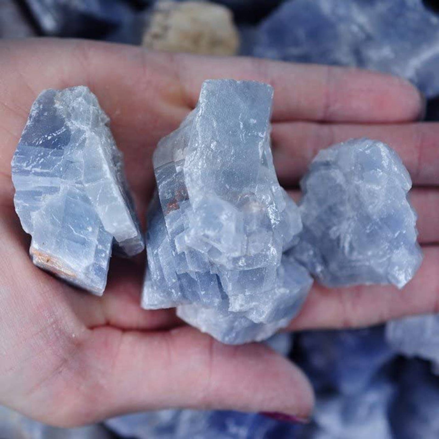 Rough Blue Calcite- Mexico - 1-2" - Acid Washed Stones (1lb)