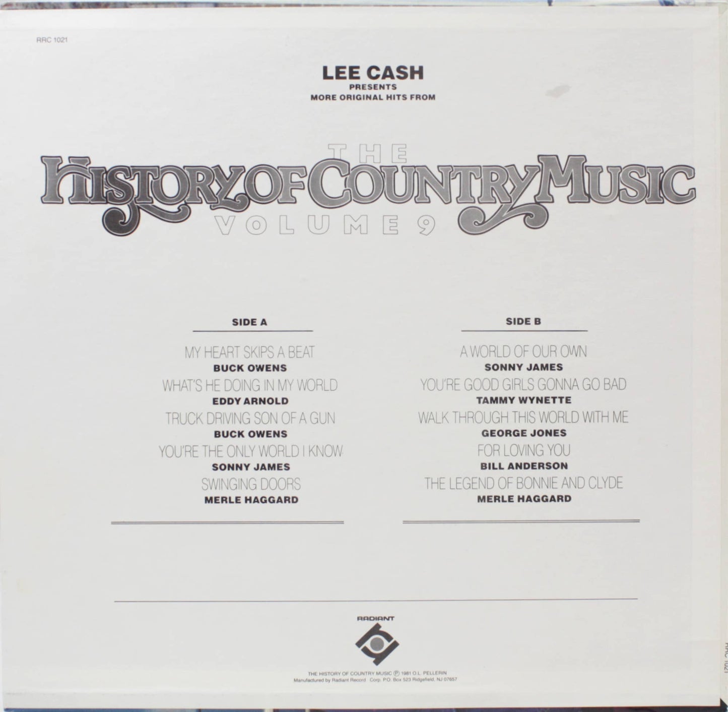 12" Vinyl LP Record - VA - History Of Country Music 9 1980s