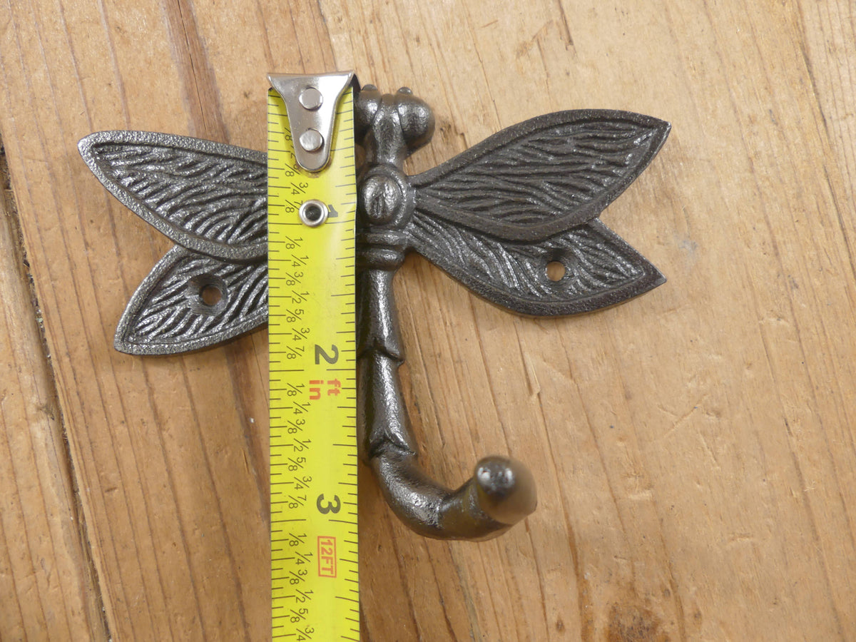 GLAZED IRON DRAGONFLY COAT HOOK