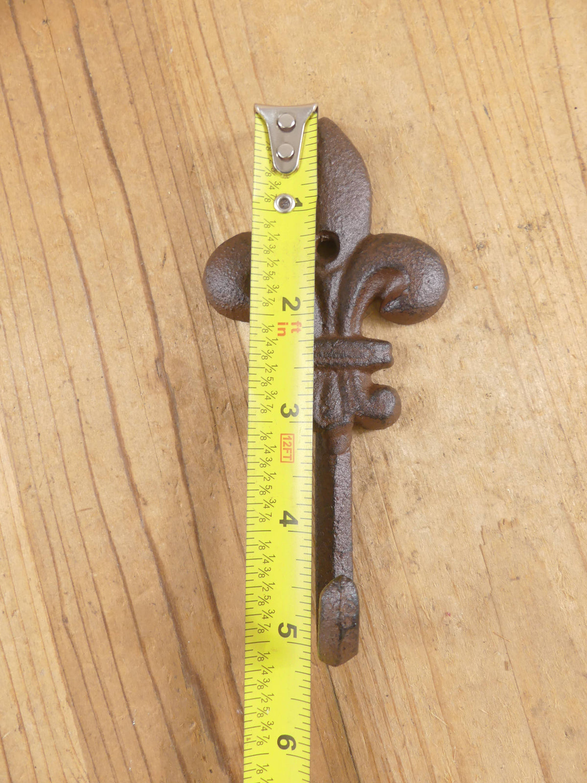 Victorian Rustic Cast Iron Fleur De Lis Wall Hook,  5 1/2"