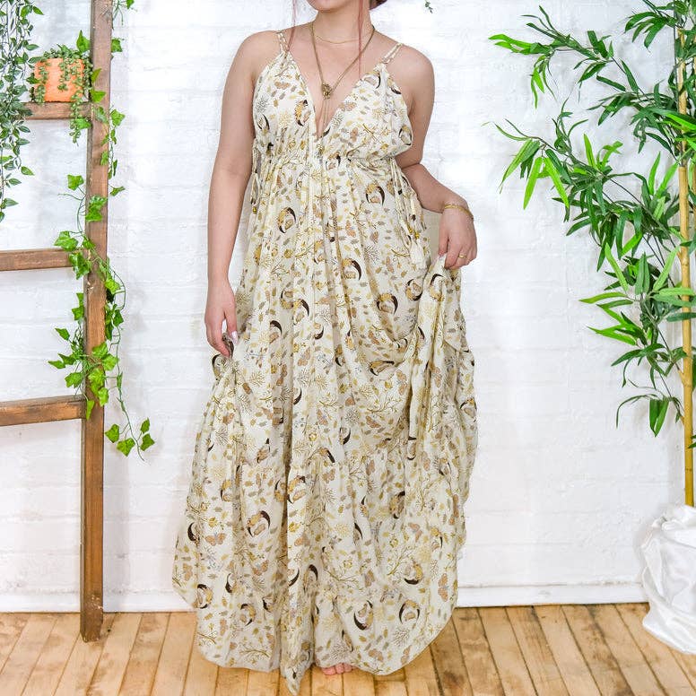 Bohemian Celestial Backless Flowy Dress