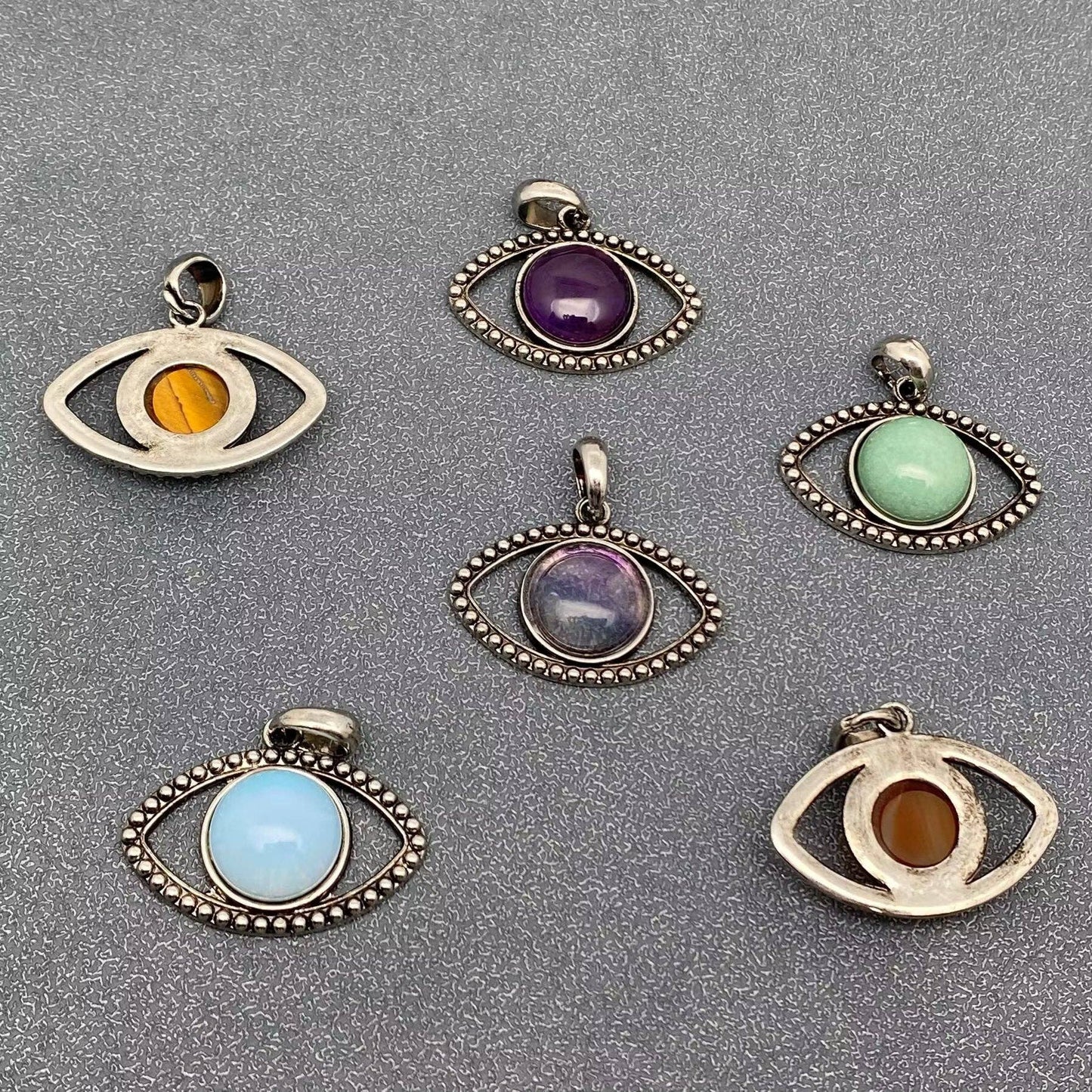 Vintage Natural Stone Evil Eye Charms (Single Pendant) - CS