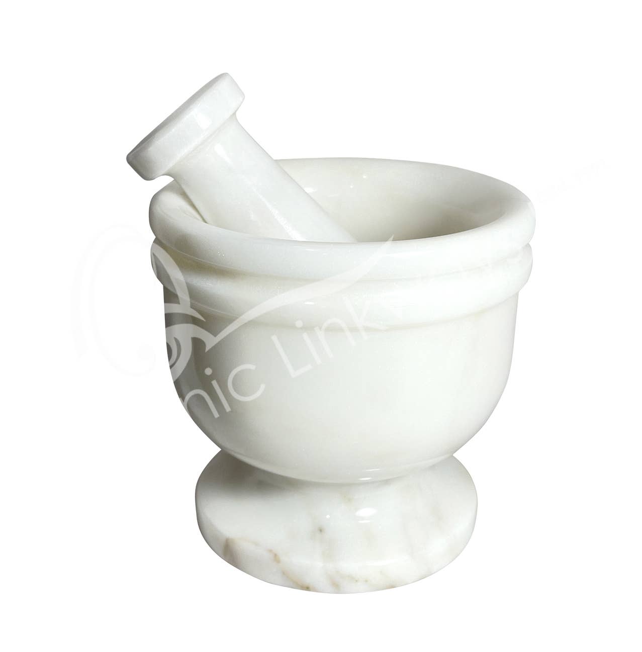 (PC)MORTAR & PESTLE - MARBLE, WHITE 2.5"