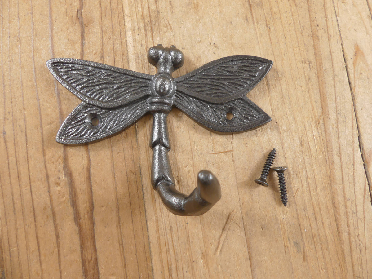 GLAZED IRON DRAGONFLY COAT HOOK