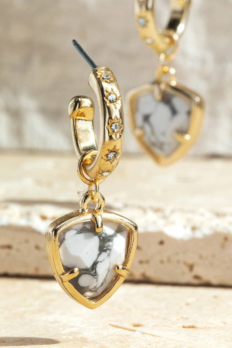 Natural Stone Triangle Earrings