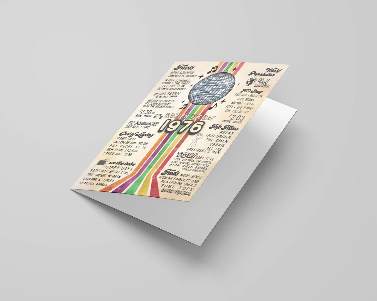 50th Birthday Card, Greeting Cards | 1976 Disco Era, display