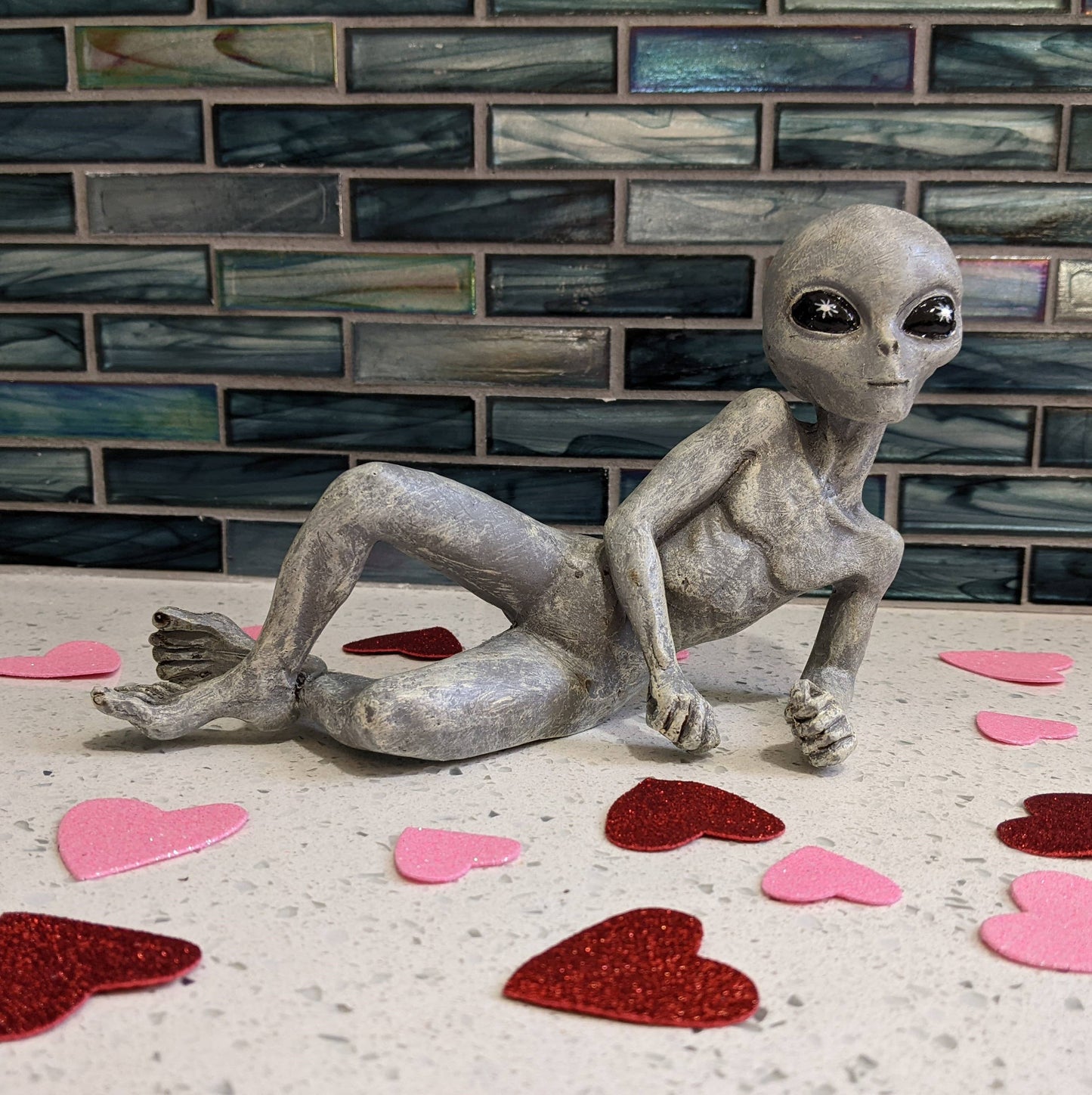 Alien Invasion Sexy 10” long Lying Male Alien Statue