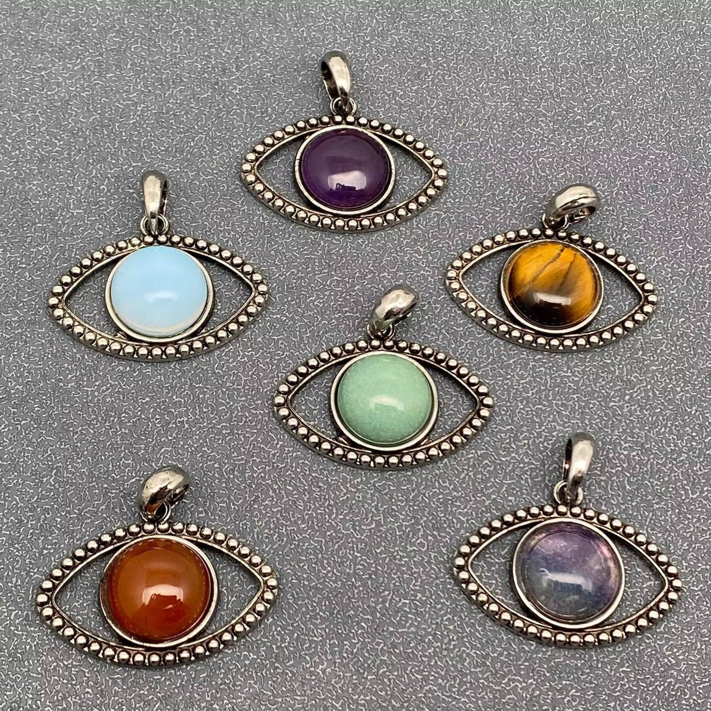 Vintage Natural Stone Evil Eye Charms (Single Pendant) - CS