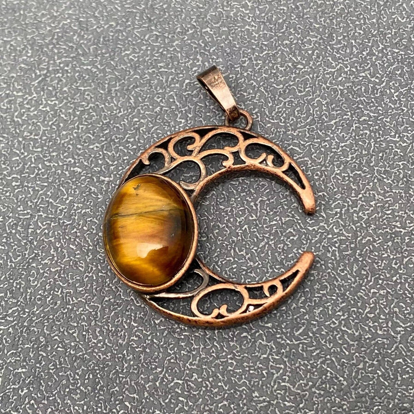 Natural Stone Hollow Moon Charm (Single Pendant) - CS/MS