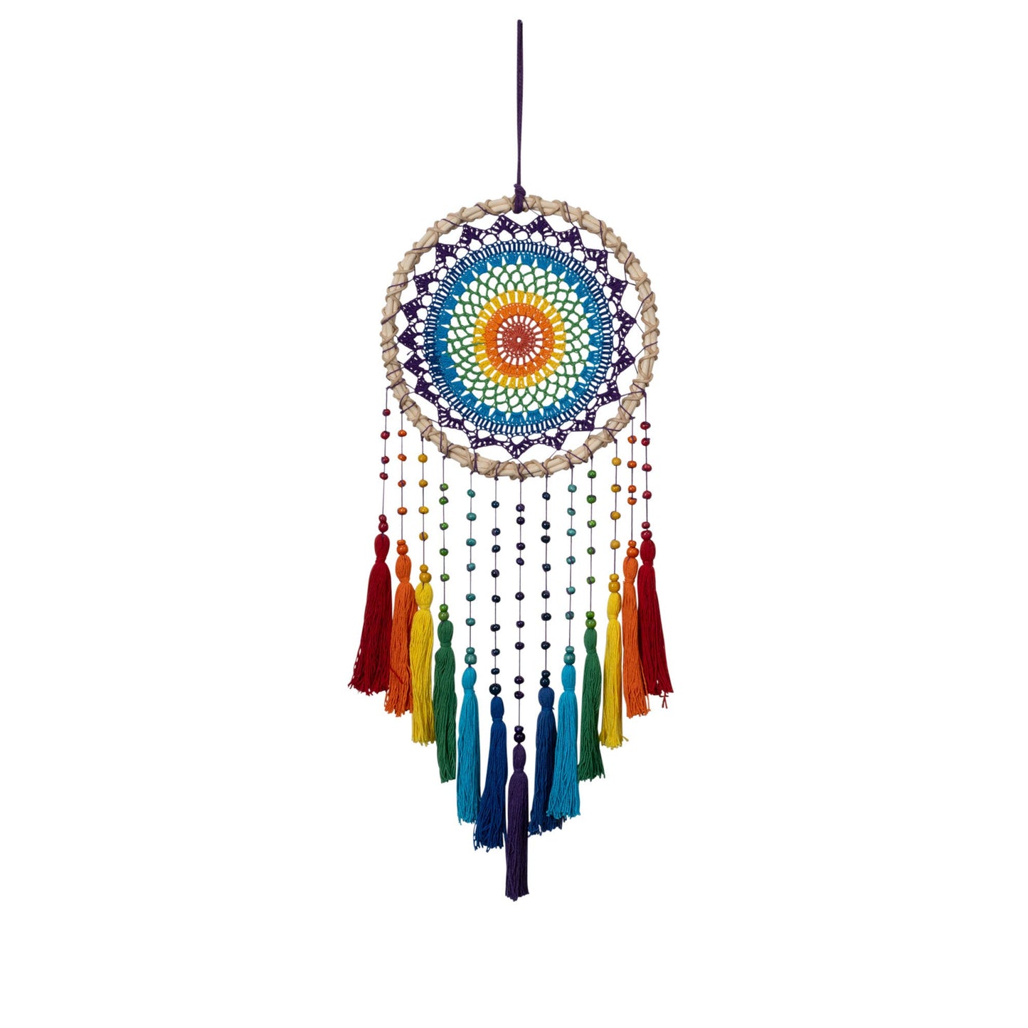 7 CHAKRA DREAMCATHER W/TASSELS