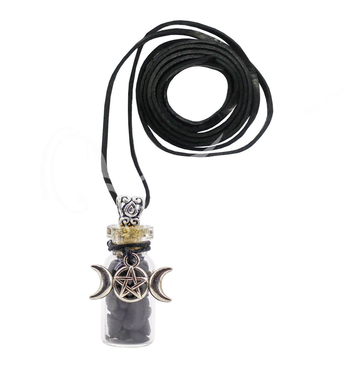 NECKLACE - CHIPS STONES IN BOTTLE SHUNGITE WITH TRIPLE MOON