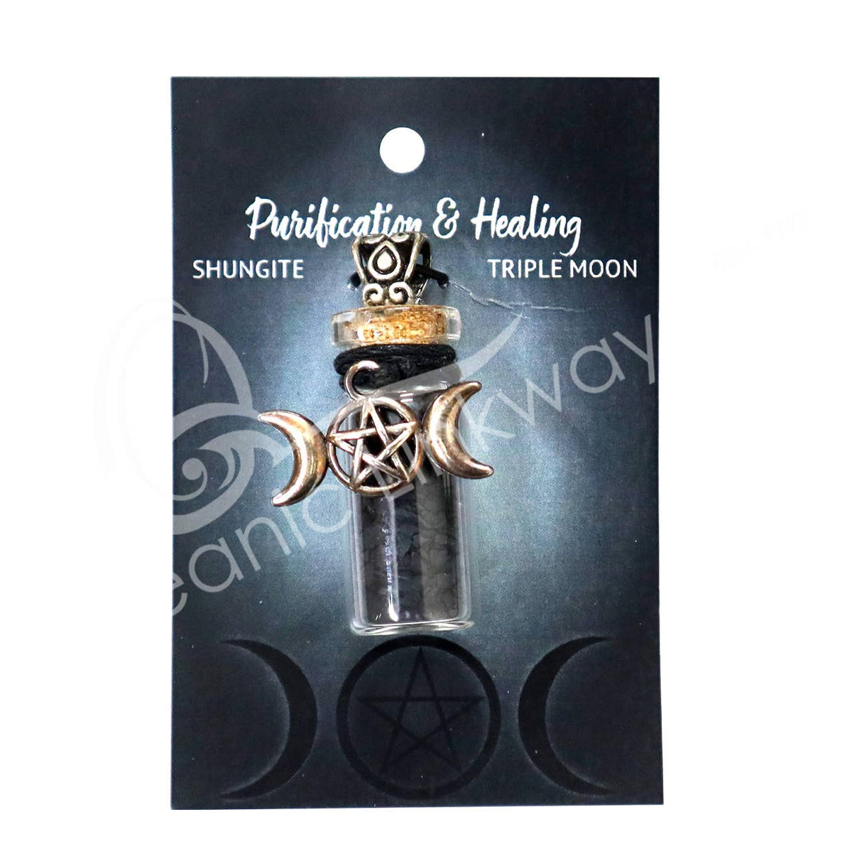 NECKLACE - CHIPS STONES IN BOTTLE SHUNGITE WITH TRIPLE MOON