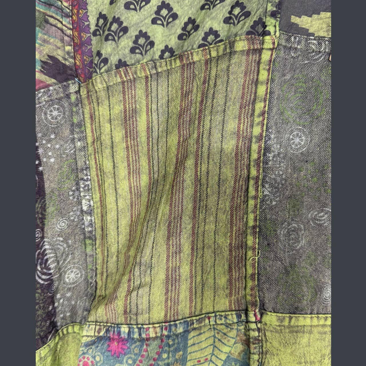 Jaypuri Patchwork Overdyed Cotton Men’s Hippie Shirt