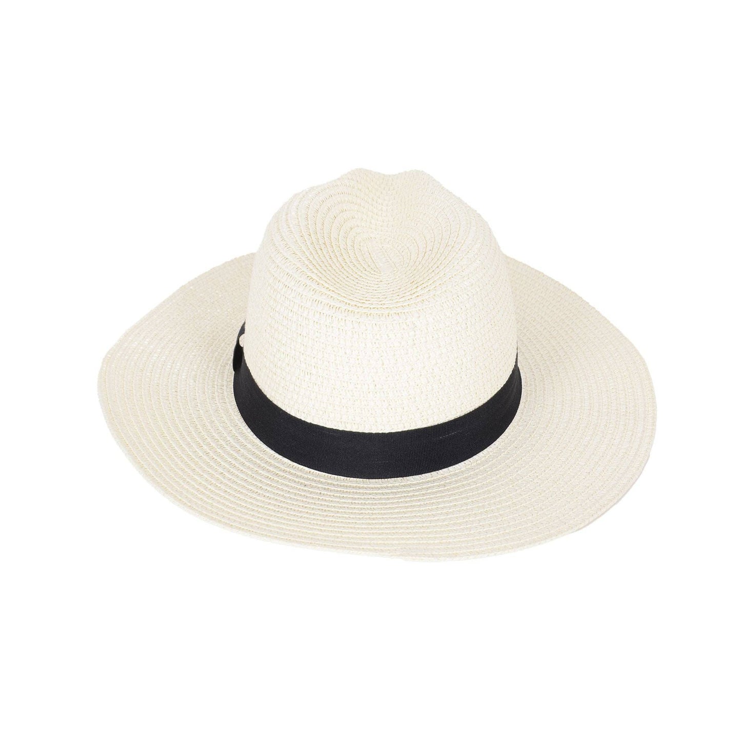 Wide Brim Straw Fedora Sun Hat Black Band Panama UV Hat