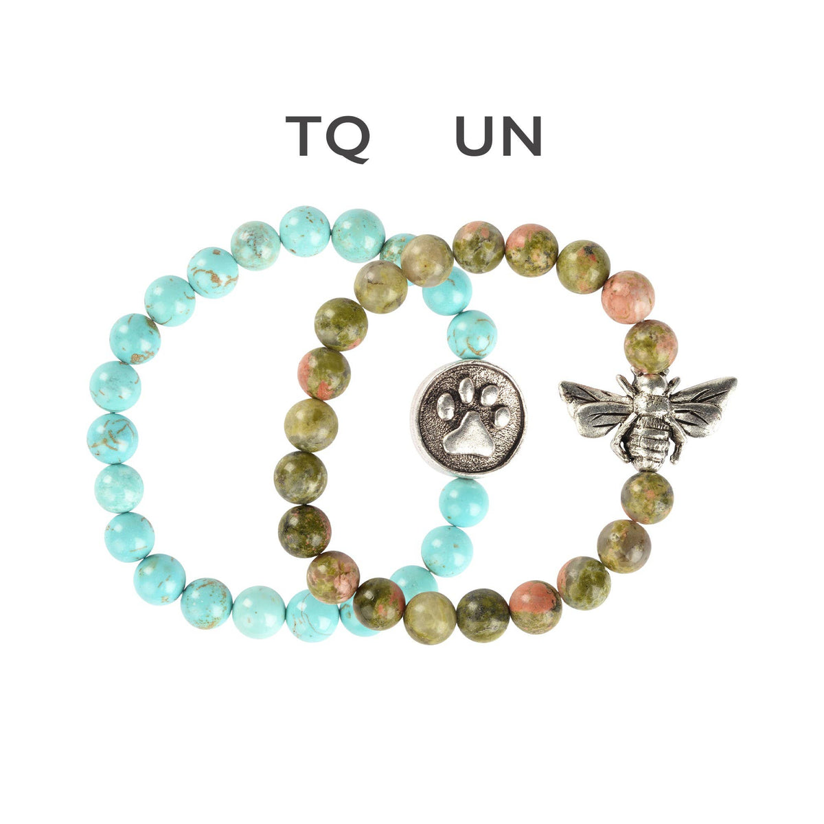 SILVER 8MM INLINE CHARM ENERGY BEAD BRACELETS
