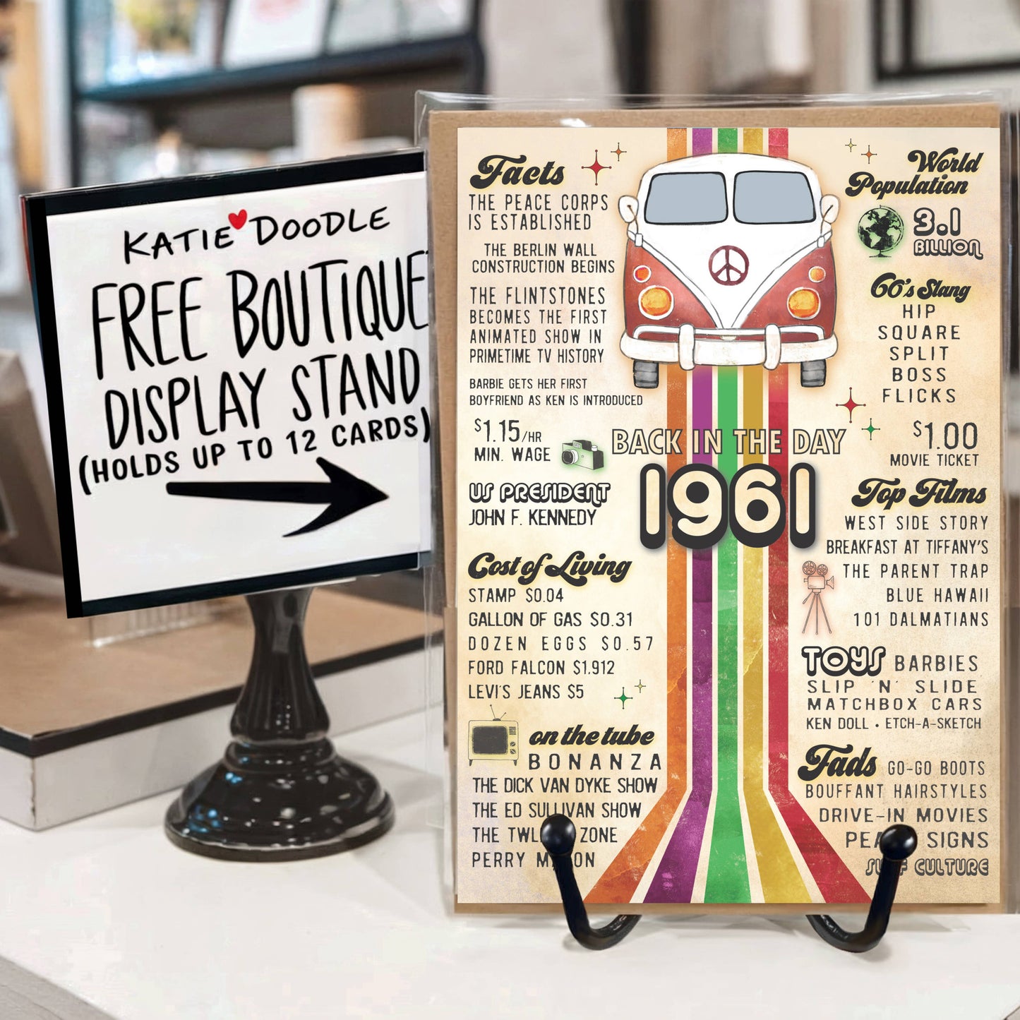 Greeting Cards, Birthday Cards, 1961 Nostalgia 65th, Display