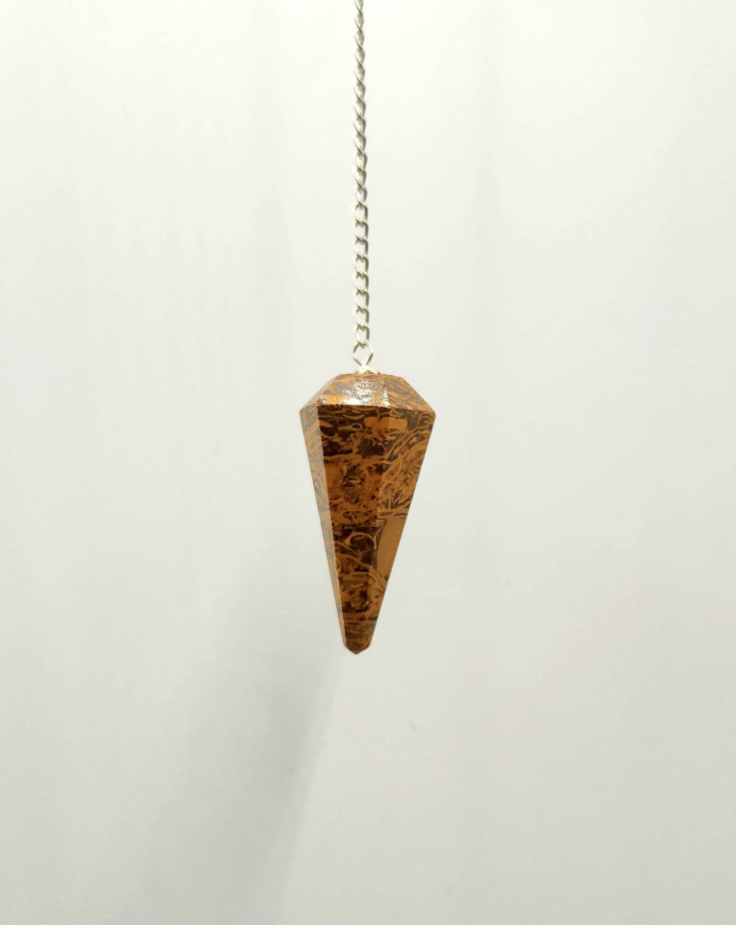 Calligraphy Jasper Pendulum w/Silver Plated Chain